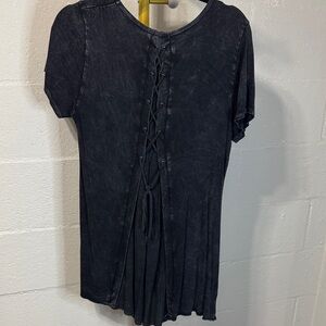 Elegant Black Lace-Up Back Blouse